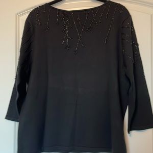 Talbots Silk Beaded Black Sweater